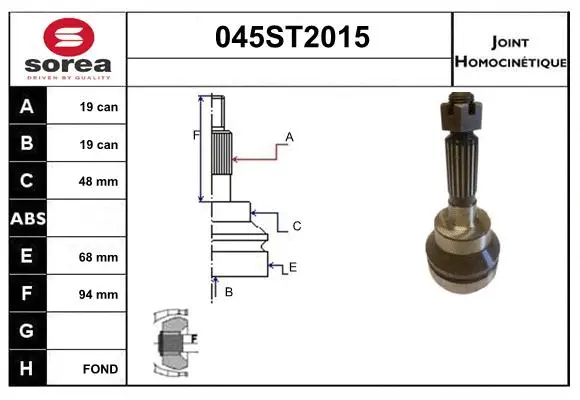 Jeu de joints, arbre de transmission STARTCAR 045ST2015