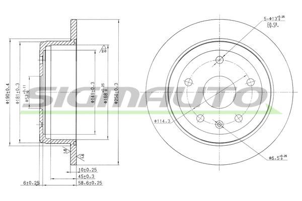 Disque de frein SIGMAUTO DBB188S