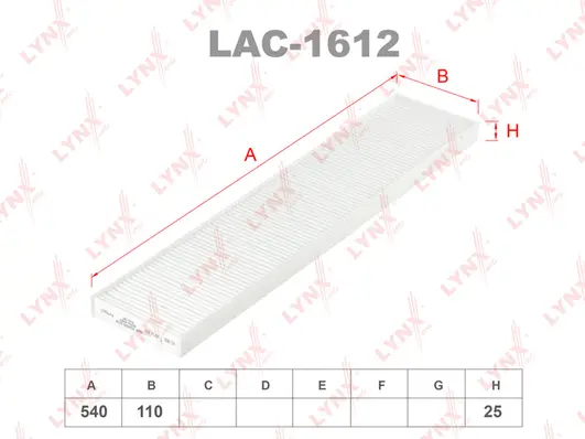 Filtre, air de l'habitacle LYNXAUTO LAC-1612