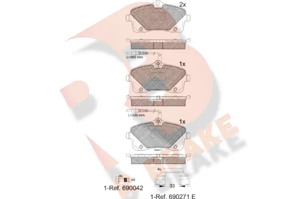 Kit de plaquettes de frein, frein à disque R BRAKE RB2024