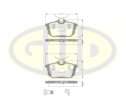 Kit de plaquettes de frein, frein à disque G.U.D. GBP060512