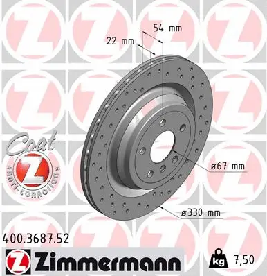 Disque de frein ZIMMERMANN 400.3687.52