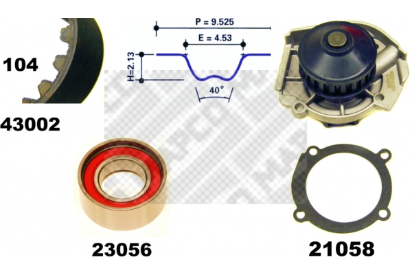 Pompe à eau + kit de courroie crantée MAPCO 41002