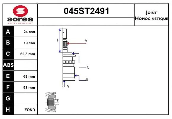 Jeu de joints, arbre de transmission STARTCAR 045ST2491
