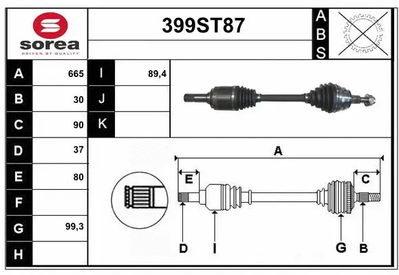 Arbre de transmission STARTCAR 399ST87