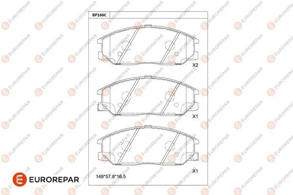 Kit de plaquettes de frein, frein à disque EUROREPAR 1681214780