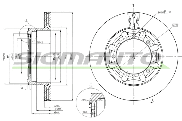 Disque de frein SIGMAUTO DB0184V