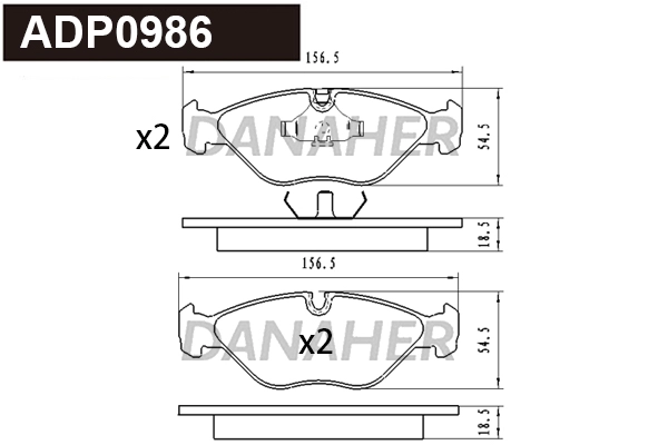 Kit de plaquettes de frein, frein à disque DANAHER ADP0986