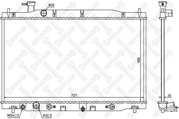 Radiateur, refroidissement du moteur STELLOX 10-25455-SX