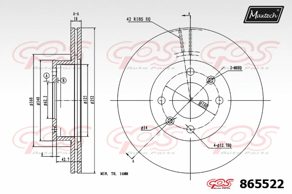 Disque de frein MAXTECH 865522