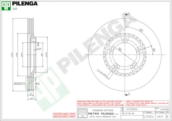 Disque de frein PILENGA V611