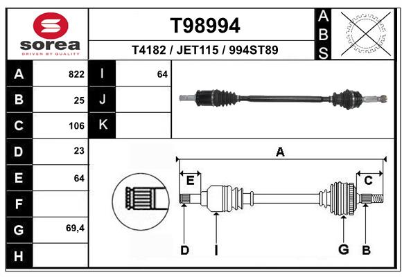 Arbre de transmission EAI T98994