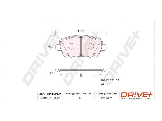 Kit de plaquettes de frein, frein à disque Dr!ve+ DP1010.10.0001