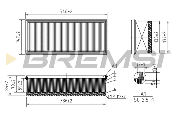 Filtre à air BREMSI FA0531
