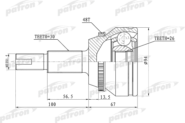 Jeu de joints, arbre de transmission PATRON PCV1436