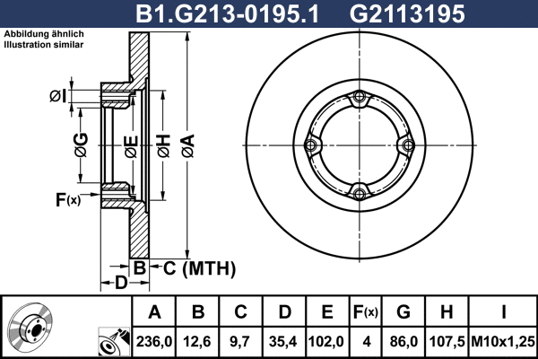 Disque de frein GALFER B1.G213-0195.1