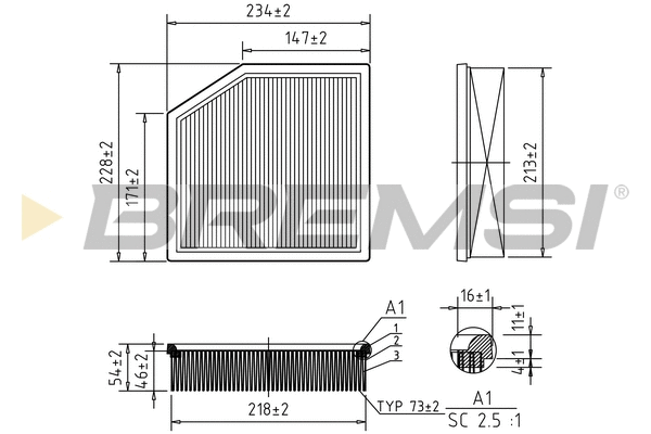 Filtre à air BREMSI FA1128