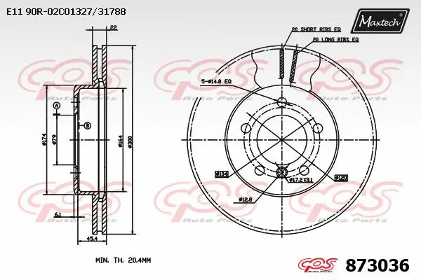 Disque de frein MAXTECH 873036