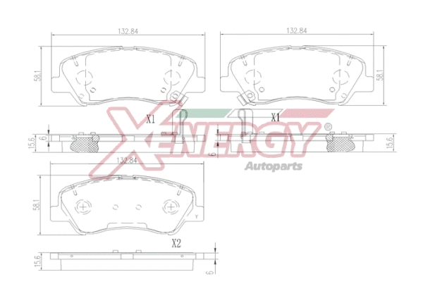 Kit de plaquettes de frein, frein à disque AP XENERGY X41405
