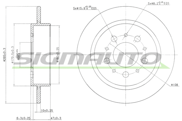 Disque de frein SIGMAUTO DBA241S