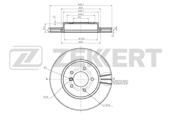 Disque de frein ZEKKERT BS-6224B