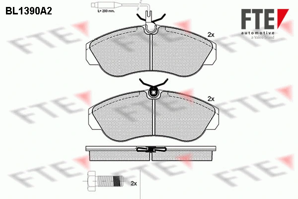 Kit de plaquettes de frein, frein à disque FTE 9010162