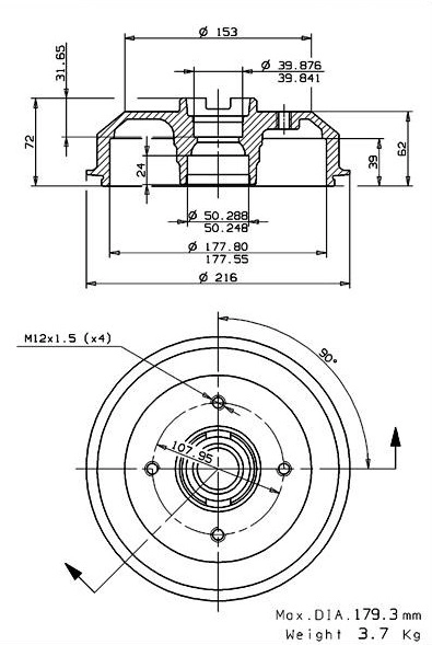 Tambour de frein VILLAR 627.0021