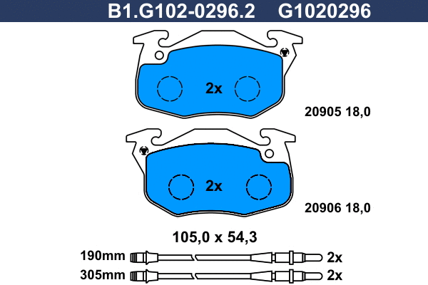 Kit de plaquettes de frein, frein à disque GALFER B1.G102-0296.2