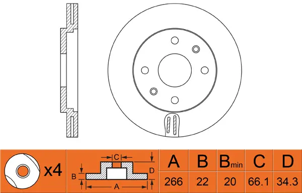 Disque de frein FIT FR0264V