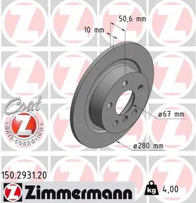 Disque de frein ZIMMERMANN 150.2931.20