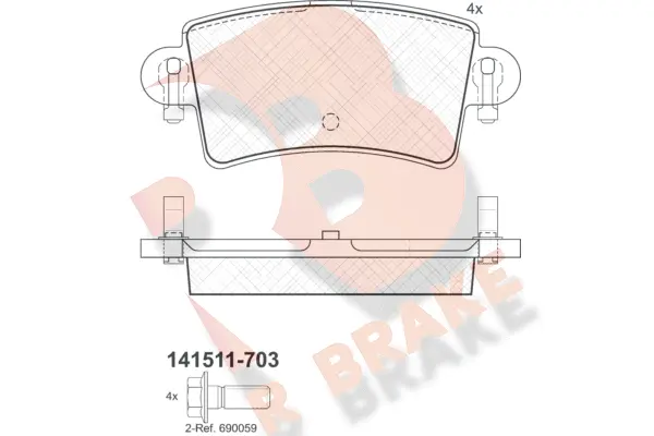 Kit de plaquettes de frein, frein à disque R BRAKE RB1511-703