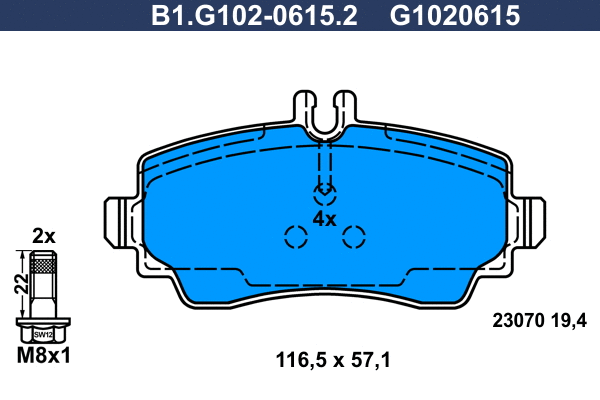 Kit de plaquettes de frein, frein à disque GALFER B1.G102-0615.2
