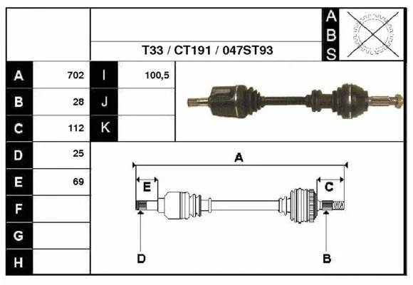 Arbre de transmission Technika 28047
