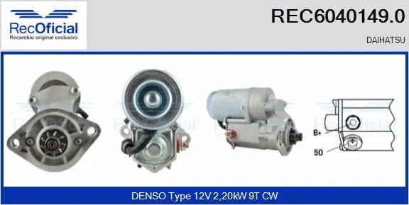 Démarreur RECOFICIAL REC6040149.0