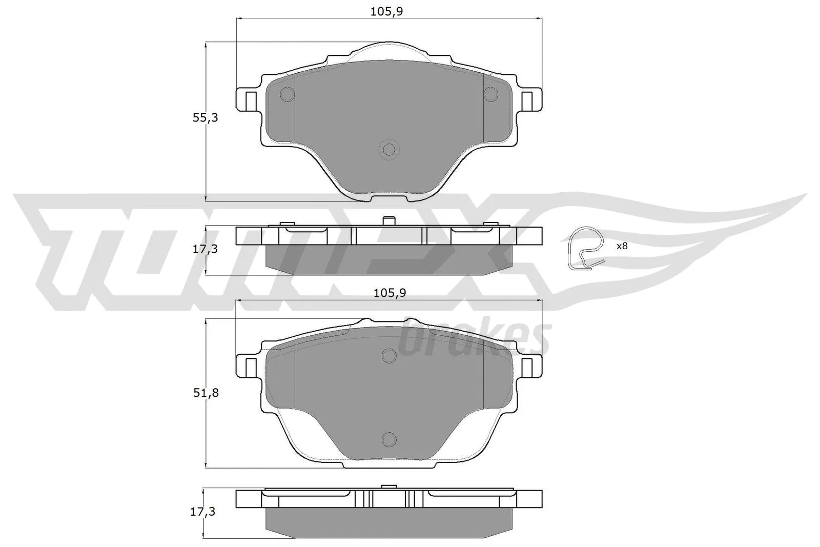 Kit de plaquettes de frein, frein à disque TOMEX Brakes TX 18-37