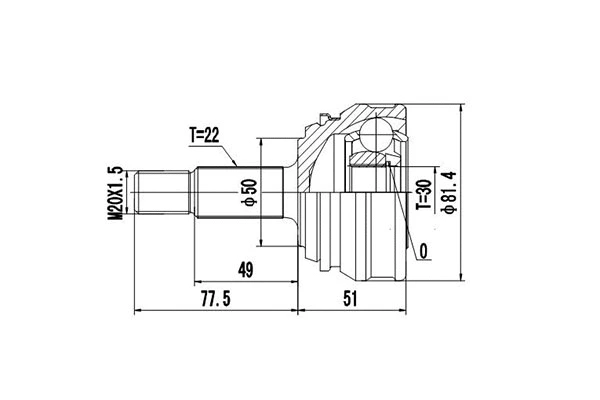 Jeu de joints, arbre de transmission DYNAMATRIX DCV861001