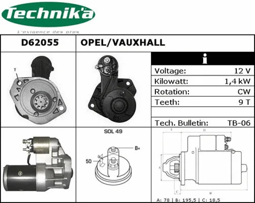 Démarreur Technika D62055