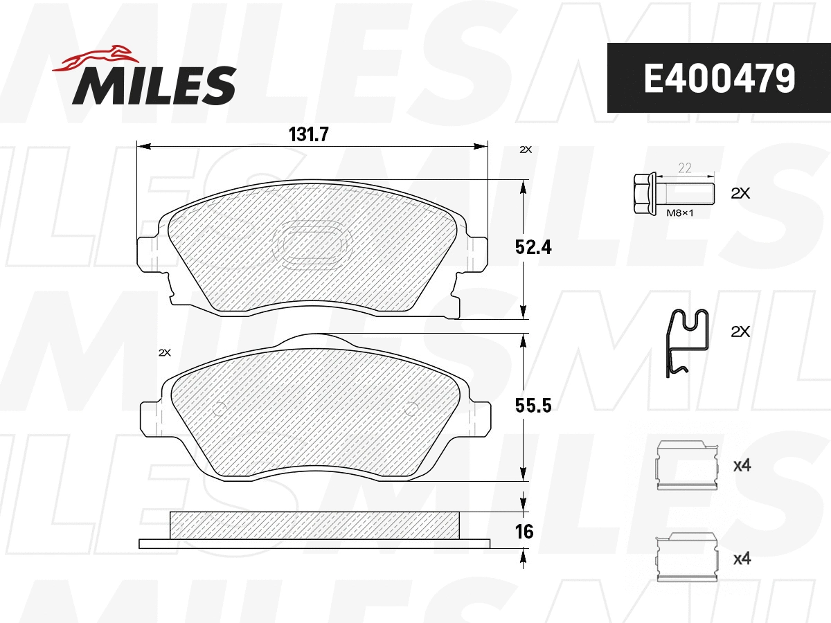 Kit de plaquettes de frein, frein à disque MILES E400479