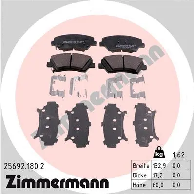 Kit de plaquettes de frein, frein à disque ZIMMERMANN 25692.180.2