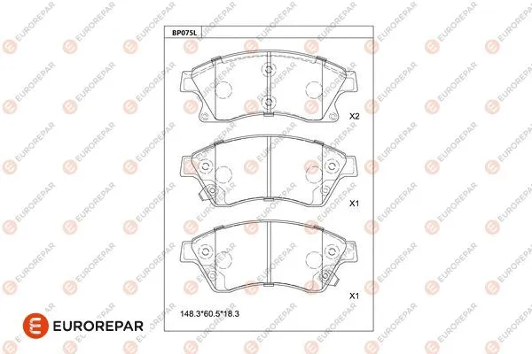 Kit de plaquettes de frein, frein à disque EUROREPAR 1681216280