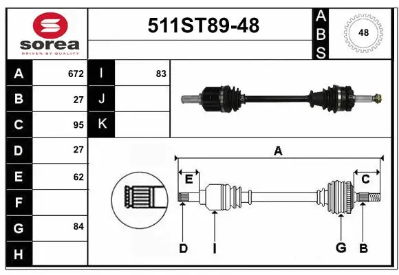Arbre de transmission STARTCAR 511ST89-48