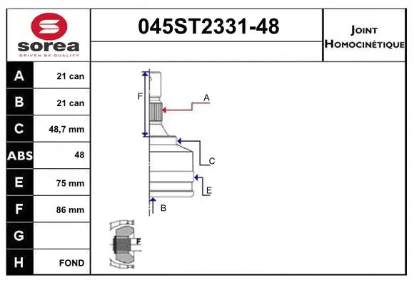 Jeu de joints, arbre de transmission STARTCAR 045ST2331-48