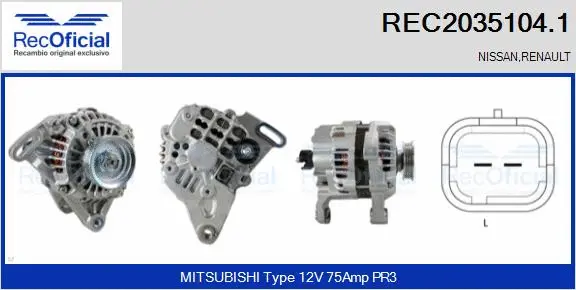 Alternateur RECOFICIAL REC2035104.1