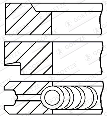 Jeu de segments de pistons GOETZE ENGINE 08-206808-00