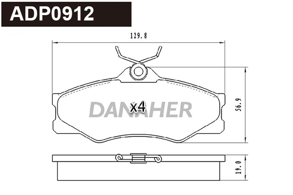 Kit de plaquettes de frein, frein à disque DANAHER ADP0912