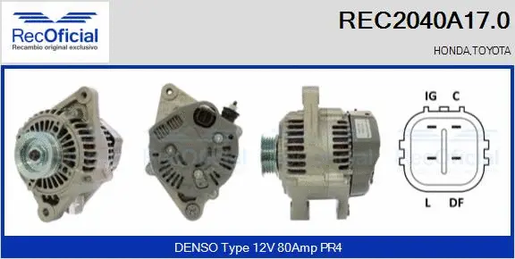 Alternateur RECOFICIAL REC2040A17.0