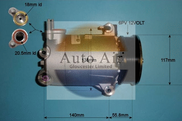 Compresseur, climatisation AUTO AIR GLOUCESTER 14-1048