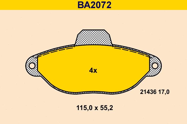 Kit de plaquettes de frein, frein à disque BARUM BA2072
