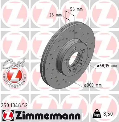 Disque de frein ZIMMERMANN 250.1346.52
