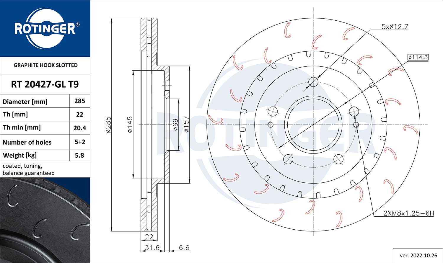 Disque de frein ROTINGER RT 20427-GL T9